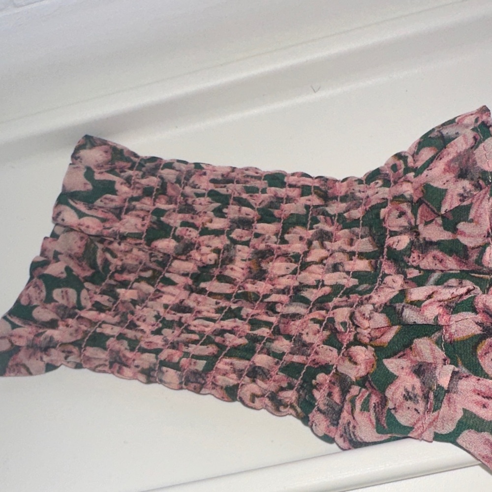 Floral Forever Green and Pink Floral Print Smocked Skater Dress XL NWT - Picture 5 of 10